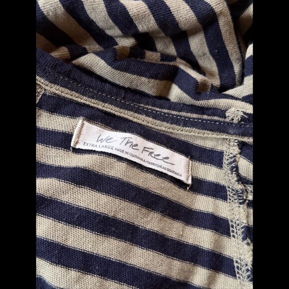 Free People Poncho XL Mens Green Black Cold Shoulder Popover Top Stretch - Picture 6 of 7